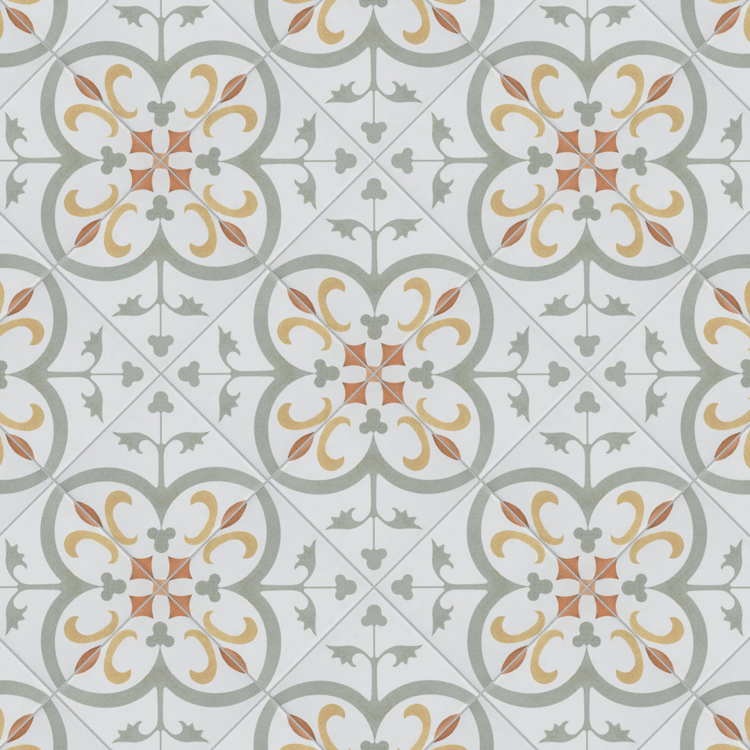 Revival 4" x 4" Ceramic Patterned Wall & Floor Tile Merola Tile
