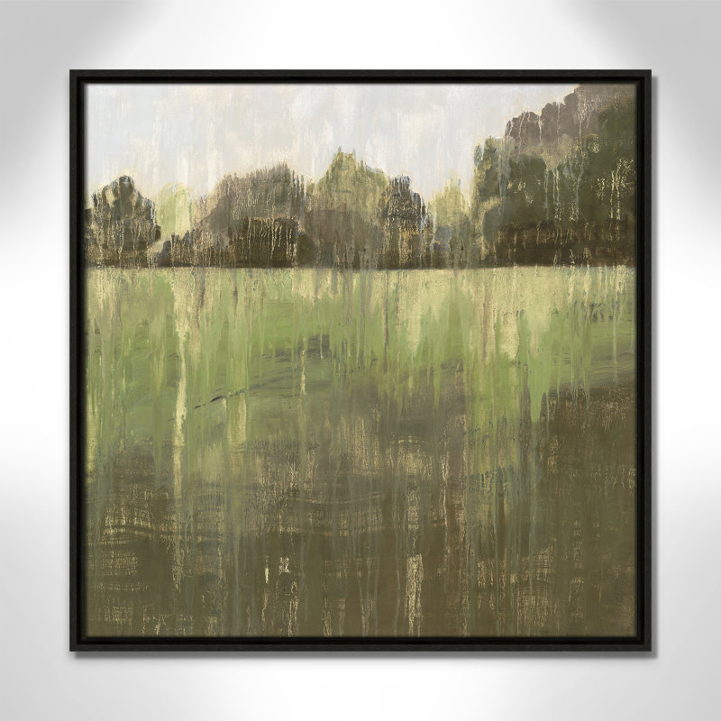 Champ vert II - reproduction d'art, H 25,5 po x l 25,5 po x P 2 po, Toile avec cadre espresso