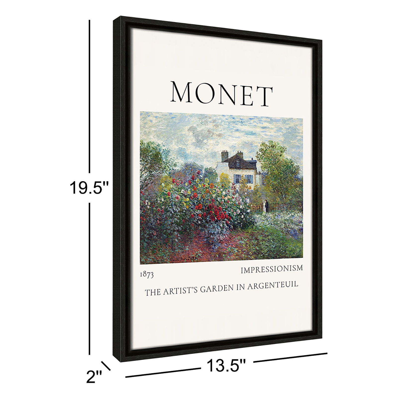 Old Masters Collection "Artists Garden in Argenteuil" Print, Espresso Floater Frame, No, 19.5" H x 13.5" W x 2" D