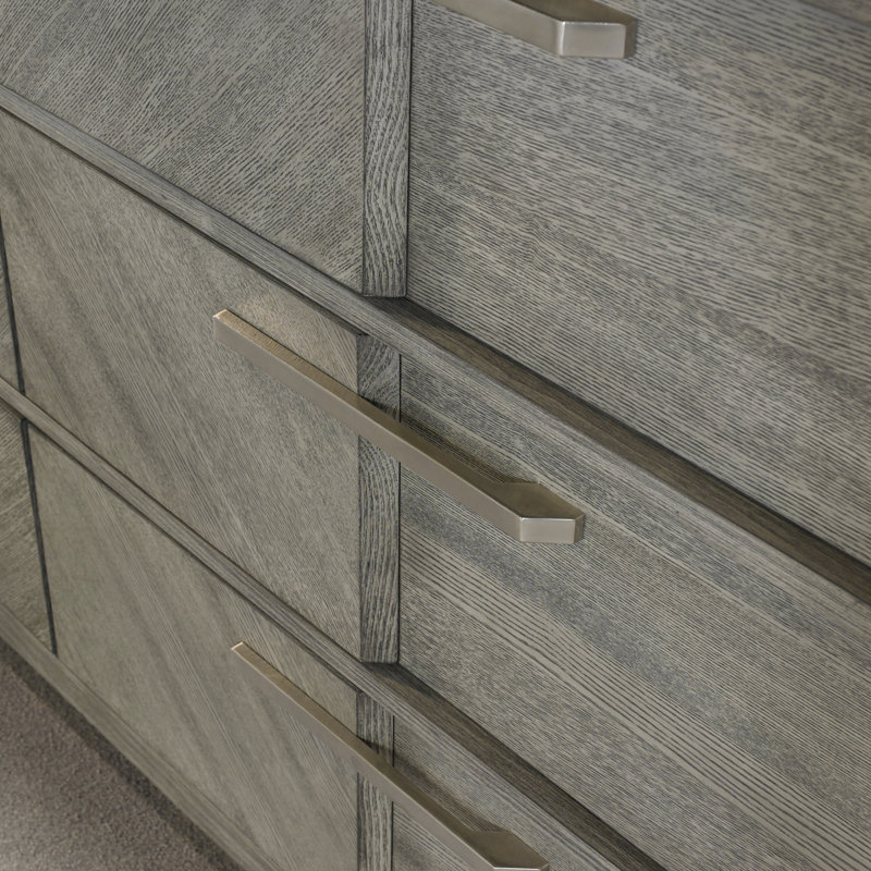 Commode 6 tiroirs en placage assorti gris
