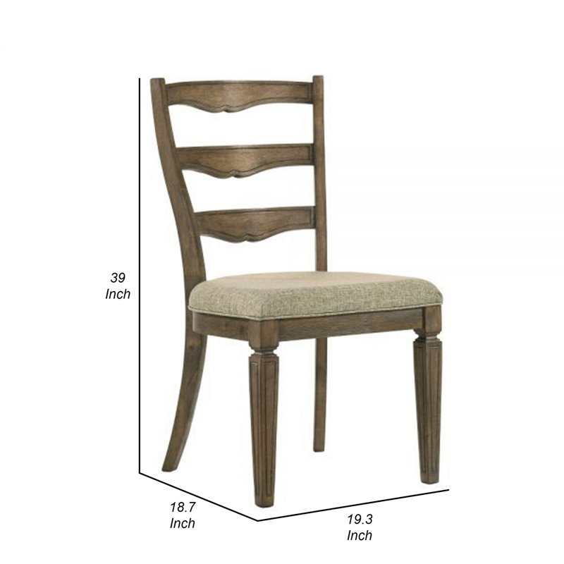 Chaise d'appoint rembourrée en chêne patiné Brentin (ensemble de 2)