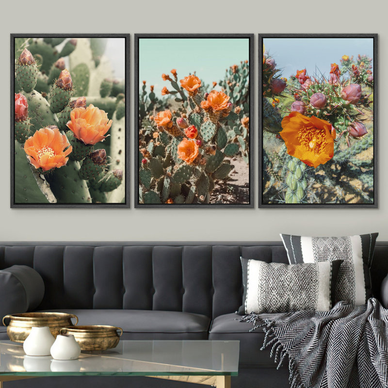 Photographie de fleurs de cactus, fleurs de cactus du désert, images occidentales modernes, impression numérique sur toile, impression numérique sur toile encadrée
