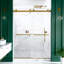 Porte de douche coulissante double sans cadre l 56 à 60 po x H 80 po, porte en verre trempé épais de 3/8 po (10 mm), or brossé