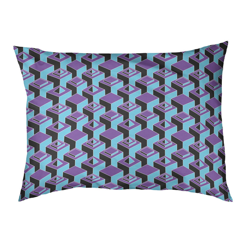 Coussin pour chien en extérieur à motif skyscrapers Chen, Petit (l 28 po x P 6 po x H 18 po), Mauve / bleu sarcelle