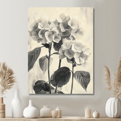 Rétro hortensias en hiver Highlight I - hydrangées grand art mural en métal