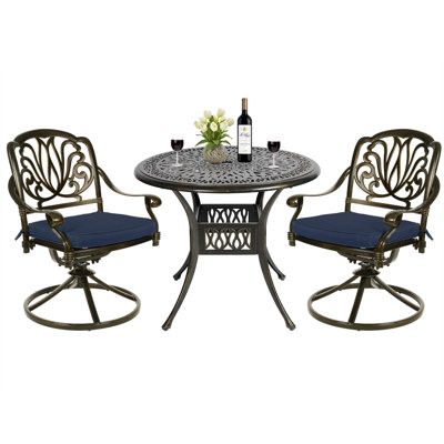 Ensemble bistro rond avec coussins 35,4 po