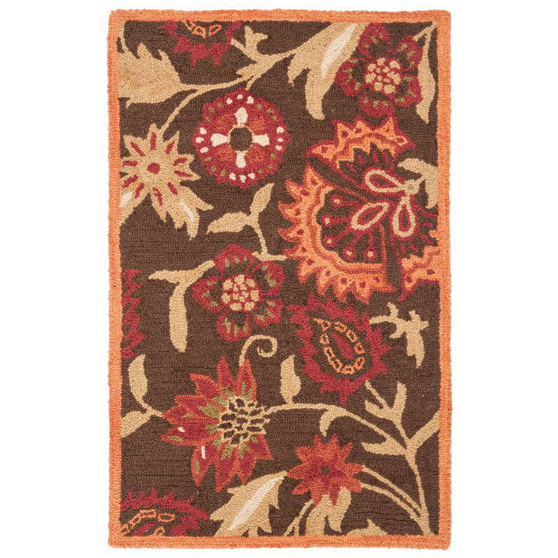 Emrick Blossom Hand Hooked Wool Floral Rug, Rectangle 2'6" x 4'