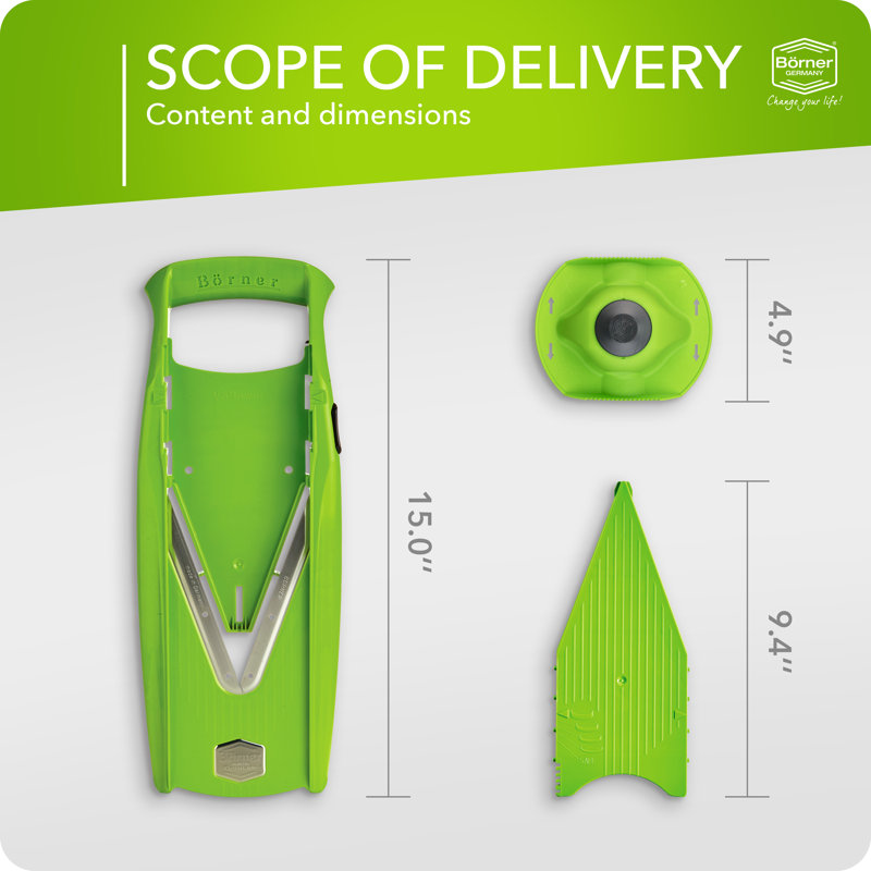 Mandoline Borner V-5 Power Line, ensemble de base, vert, Vert