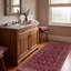Tapis Olive2 traditionnel surteint uni bordeaux, cuivre, vert, crème et rose, lavable à la machine, antidérapant, à poils courts, pour l'intérieur et l'extérieur, adapté aux animaux domestiques, idéal pour le salon, la chambre, la salle à manger, l'entrée, le couloir ou le bureau.-1695897374