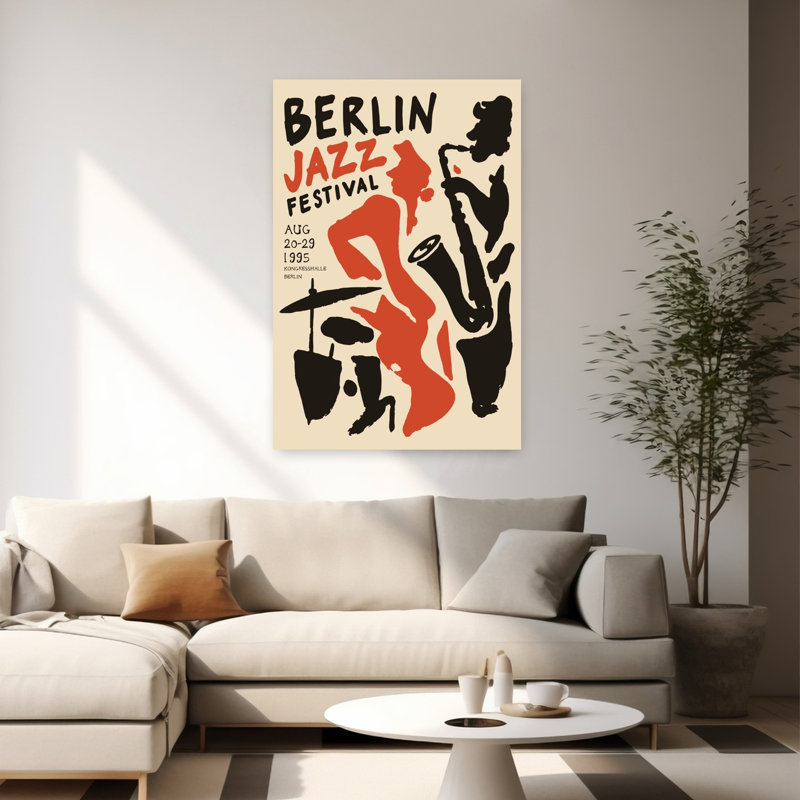 Berlin Jazz Festival Poster Retro Wall Art Print by Patryk Krygowski - Print, 152.4cm H x 101.6cm W