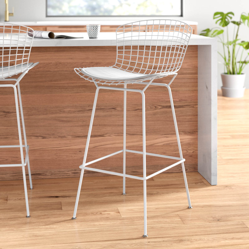 Tabouret de bar et de comptoir, Blanc, Cuir blanc, Tabouret de comptoir (siège d'une hauteur de 26 p