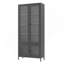 Grande armoire de rangement en métal avec 4 portes vitrées et 5 tablettes latérales