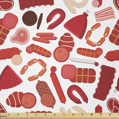 Cullus Appetizing Yummy Farm Meat and Sausages with Beef Steaks Pork Ribs and Ham Multi-Purpose Fabric