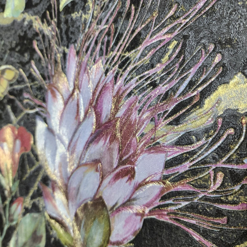 Papier peint métallique avec plantes tropicales Armany