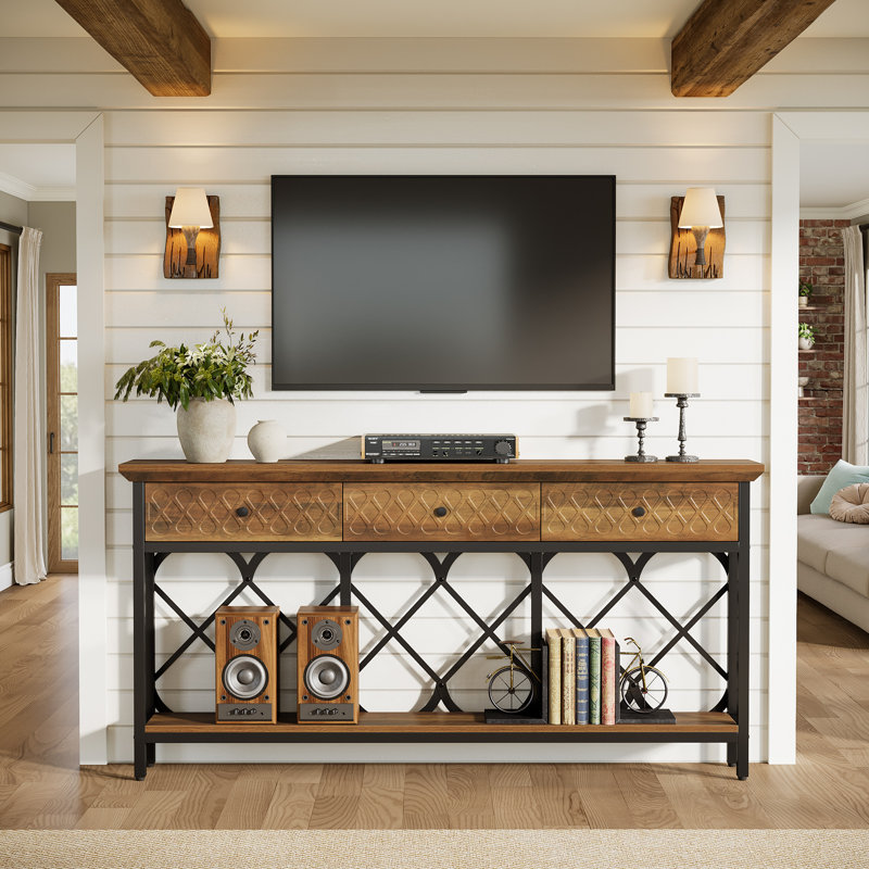 70.86-Inch Long Console Table, Entryway Table With 3 Drawers