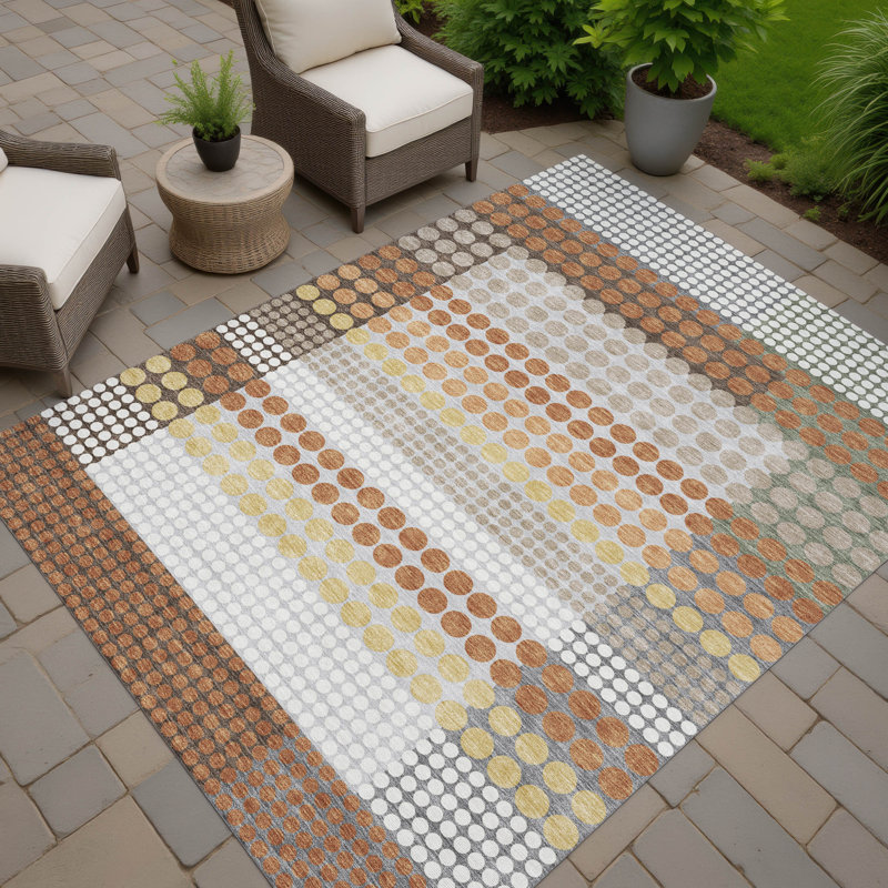 Machine Washable Indoor/Outdoor Chantille ACN2445 Geometric Rug, Paprika, 2'6" x 3'10"