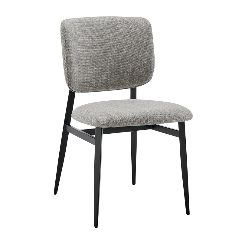 Chaise de salle à manger rembourrée à dossier Inola, Gris clair