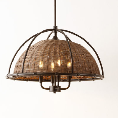 Luminaire suspendu en fer / rotin 4 lumières Arauz Paulina