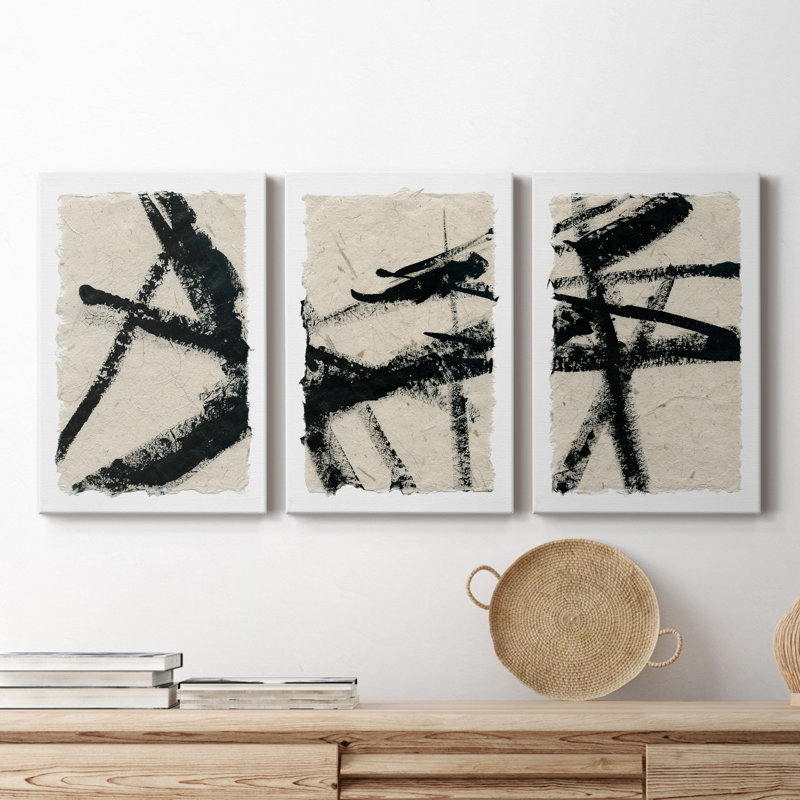 «Lines Crossed I», ensemble de 3 reproductions d'art sur toile tendue, H 60 po x l 120 po x P 3 po