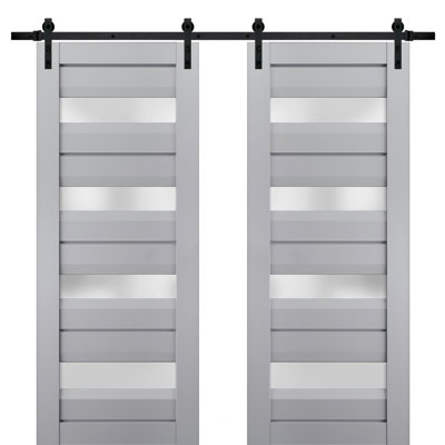 Veregio Frosted Glass Paneled Wood Barn Doors