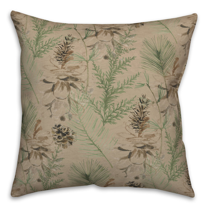  Floral Square Throw Pillow, Brown