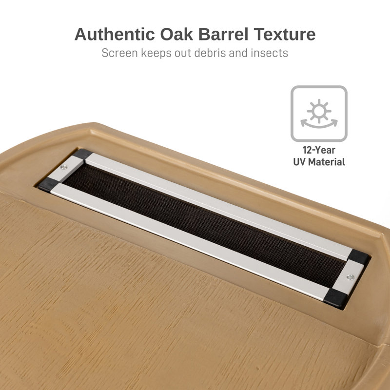 Tan Oak Polyethylene Rain Barrel with Brass Spigot, 50 Gallon