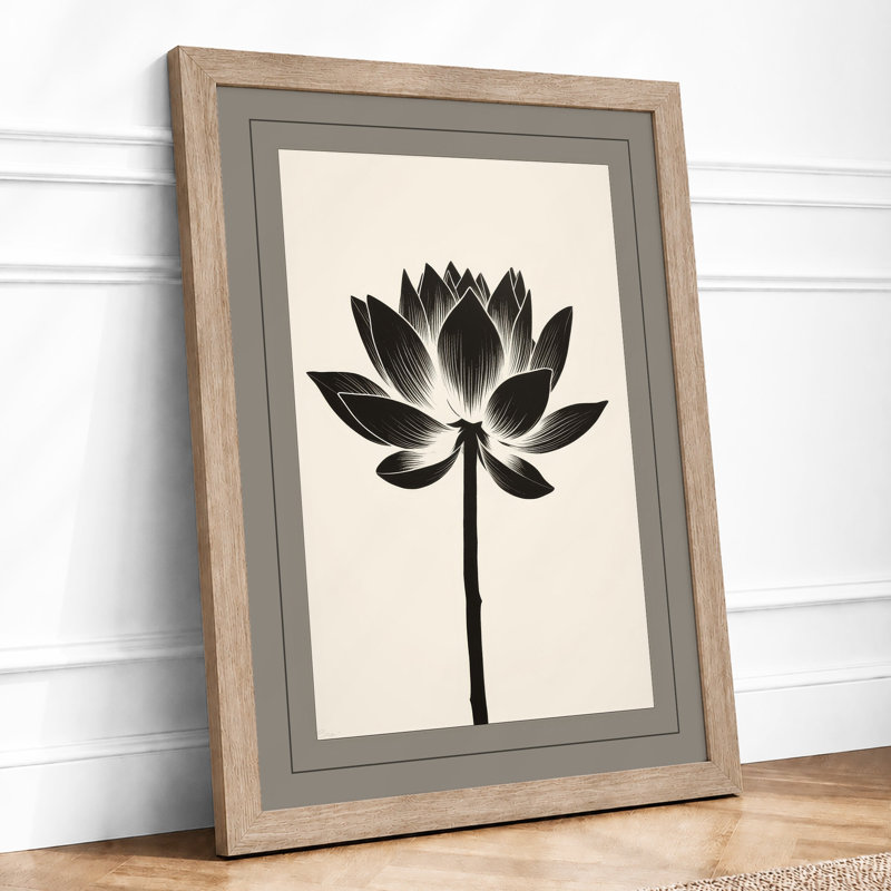 Lotus Botanical - Framed Print, A2 - 59.4 x 42.0 cm, Oak