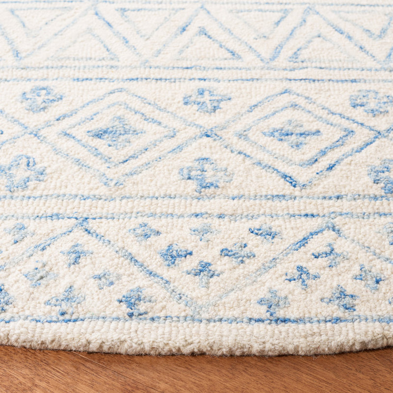 Metro Hand Tufted Wool/Cotton/Latex Rug in Blue, Round 6'