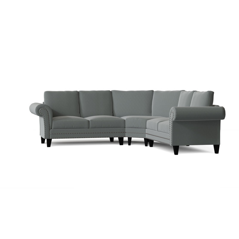 Canapé modulaire de coin symétrique 110 po Jenny, Graphite, Merle bleu Marlow, Noir