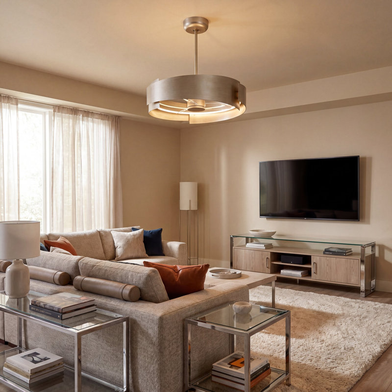 Velora LED Fan D'Lier in Silver Patina, Silver Patina