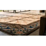 Earth Tone Allover Cloud Band Antique Chinese Bird Of Paradise Design Peking Rug