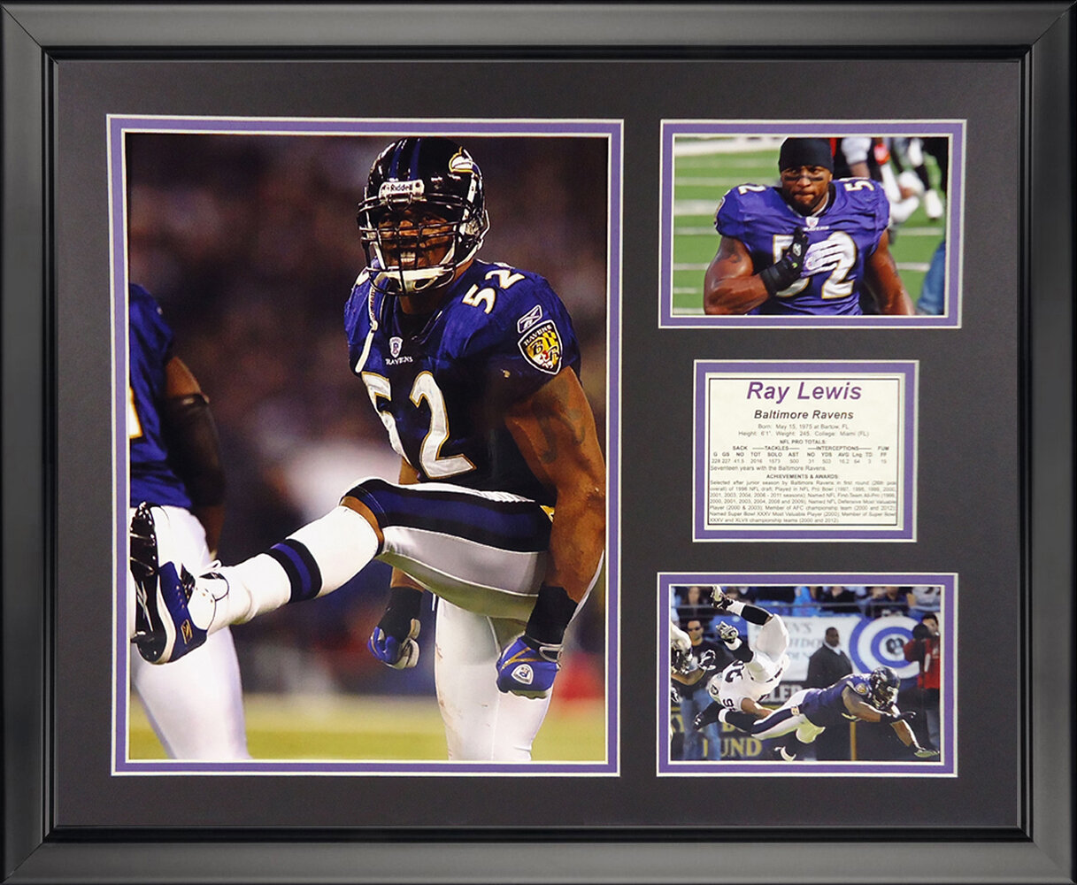 Joe Flacco & Ray Lewis Baltimore Ravens Super Bowl Champs 8x10 Framed Photo  with Engraved Autographs