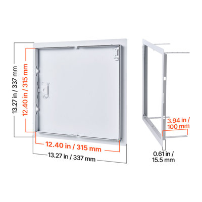 Panneau d'accès pour cloison sèche, porte d'accès en acier galvanisé 13,3 x 13,3 po, panneau de service à charnière facile à installer avec loquet de tournevis, pour plomberie électrique au plafond, découpe de 12,4 x 12,4 po, blanc