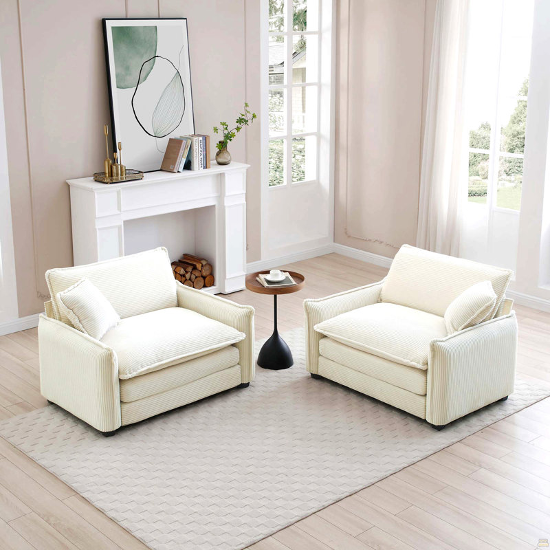 Ensemble de canapé en velours côtelé, luxueux et sophistiqué, Beige