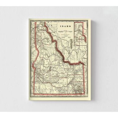 Impression de carte de l'Idaho, impression de carte rétro encadrée, carte de l'Idaho rétro, carte murale des États-Unis, impression de l'État des États-Unis, impression d'art de l'État Gem, art mural encadré