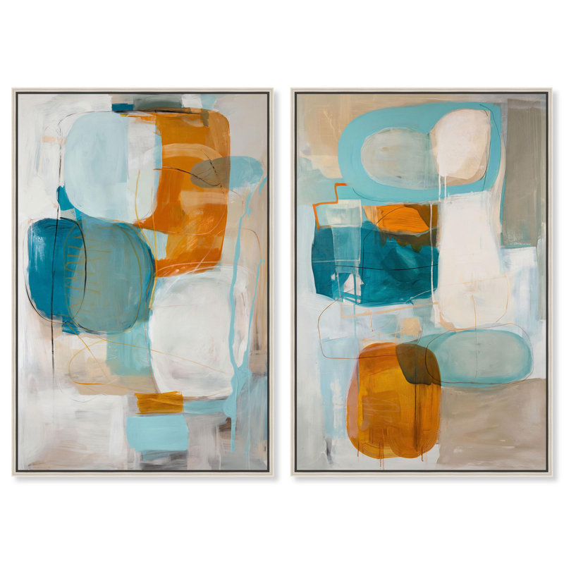 Ensemble de 2 reproductions d'art tendance sur toile "Arctic Fusion" par Art Remedy, H 45 po x l 30 po, Encadrement argenté