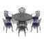 47,24 po Table de salle à manger d'extérieur en fonte d'aluminium noire avec trou pour parasol