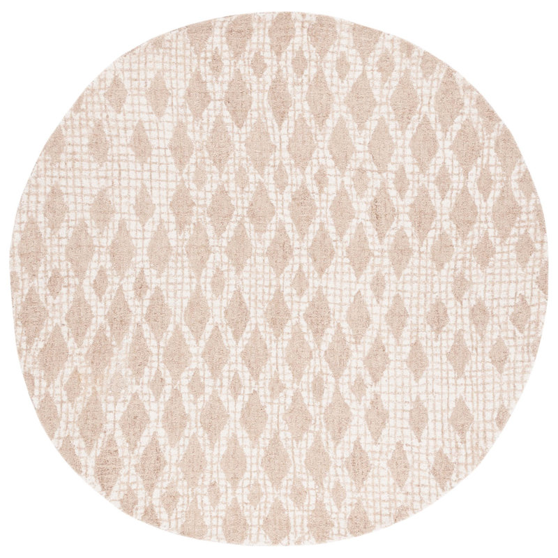 Abstract Hand Tufted Wool, Cotton Geometric Rug, Round 6'