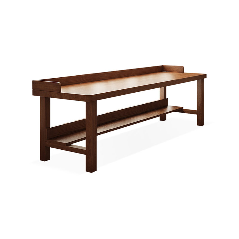 Bureau d'écriture rectangulaire en bois massif brun, 29.53"H*70.87"W*23.62"D