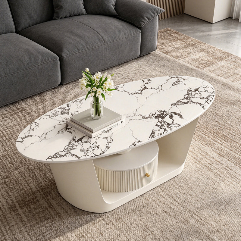 Table basse Creamy Style Home, H 15,74 po x l 47,24 po x P 23,62 po, Noir / blanc