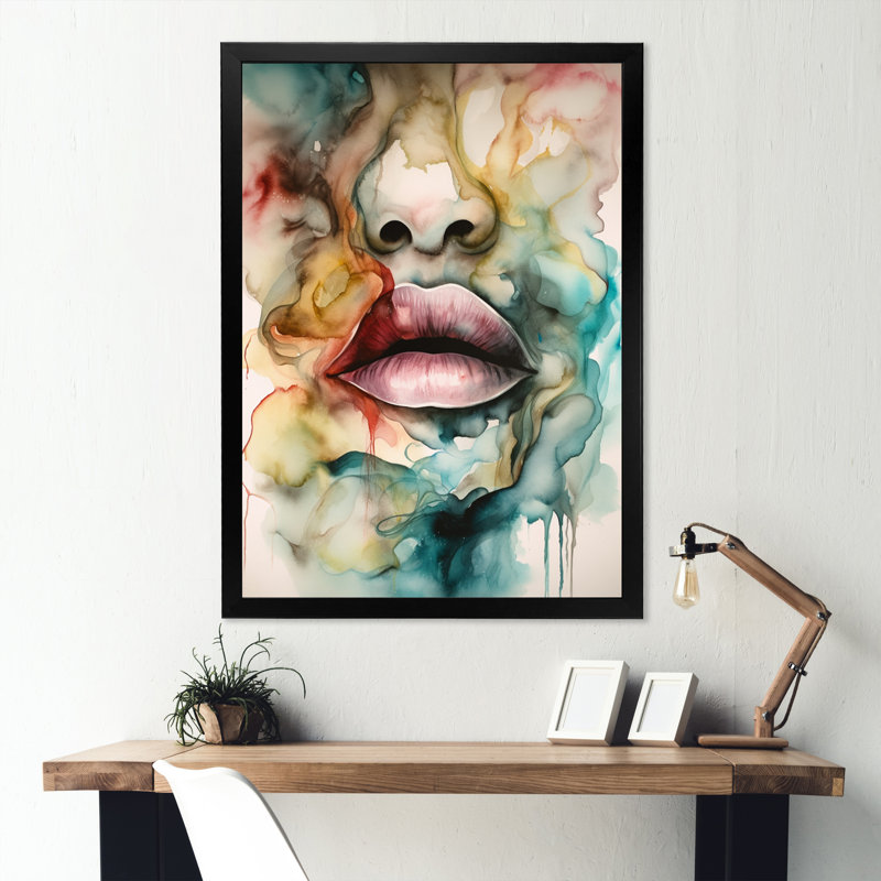 «Colorful Lips», reproduction sur toile, Cadre noir, H 32 po x l 24 po x P 1 po