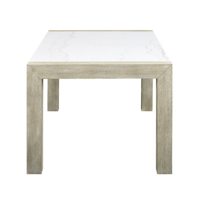 Table de salle à manger en marbre blanc avec finition brune - 6 sièges