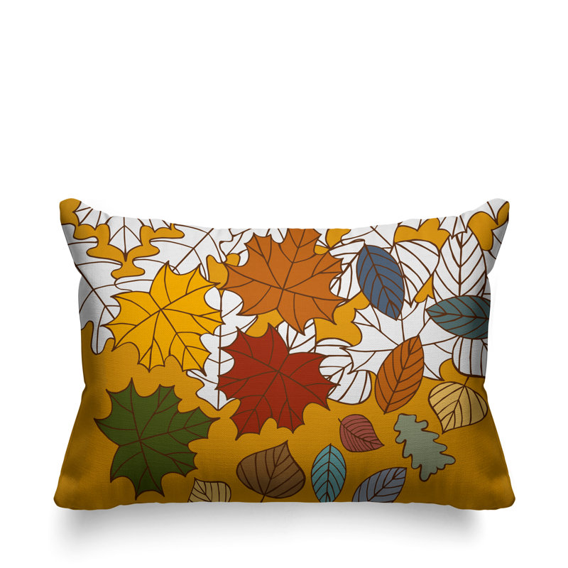 Coussin intérieur / extérieur Collin Maple Leaf, Jaune, 14 po x 20 po, Rectangle