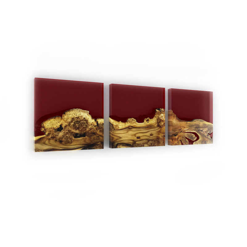 Luxury Handmade Solid Wood Wall Decor, Red