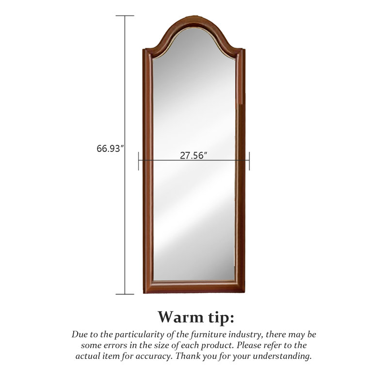 French Vintage Solid Wood Frame High-Definition Full-Length Mirror, 66.93" x 27.56"