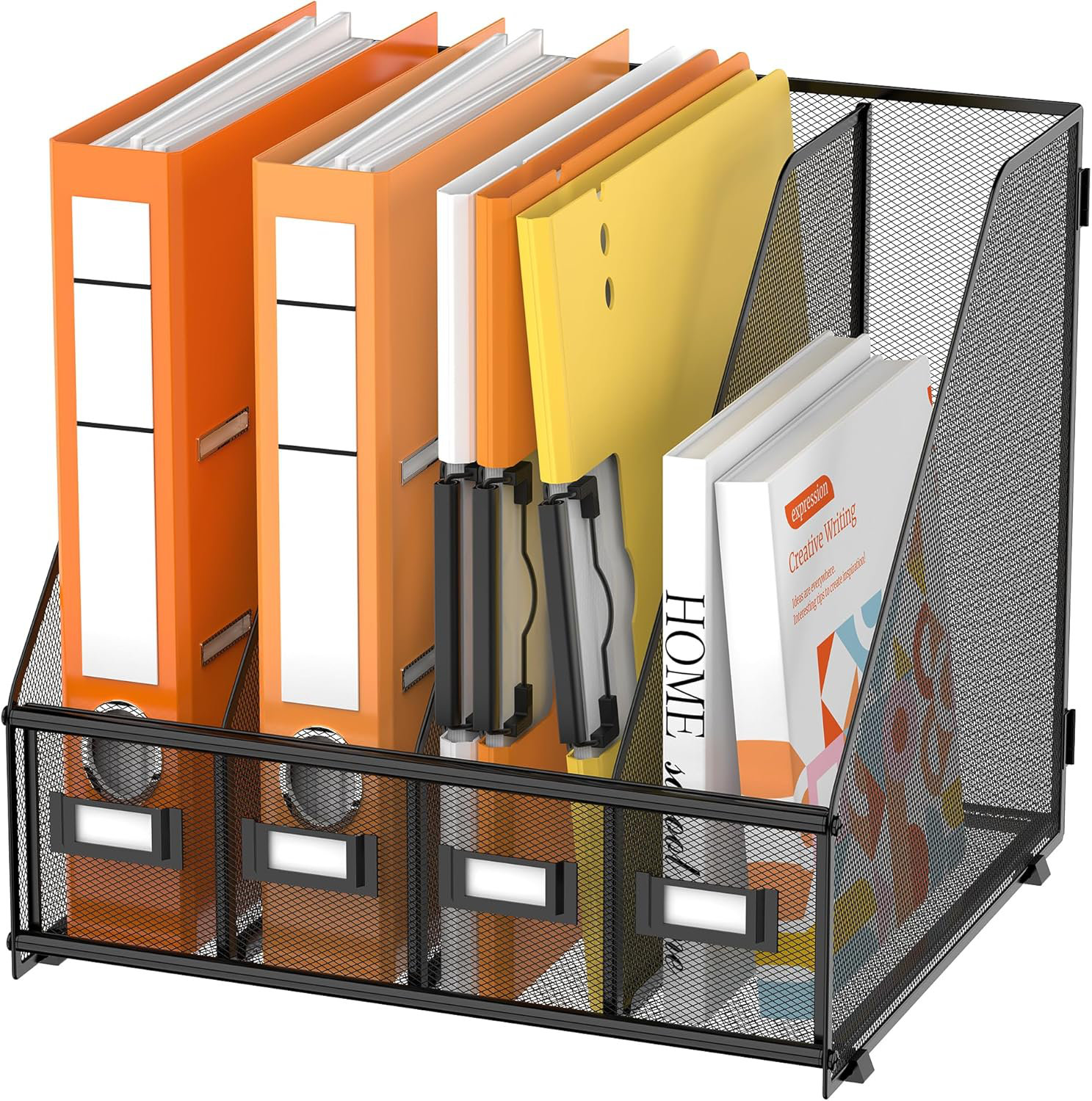 Inbox Zero Desk Organizers Metal Magazine File Holder with 4 Vertical ...