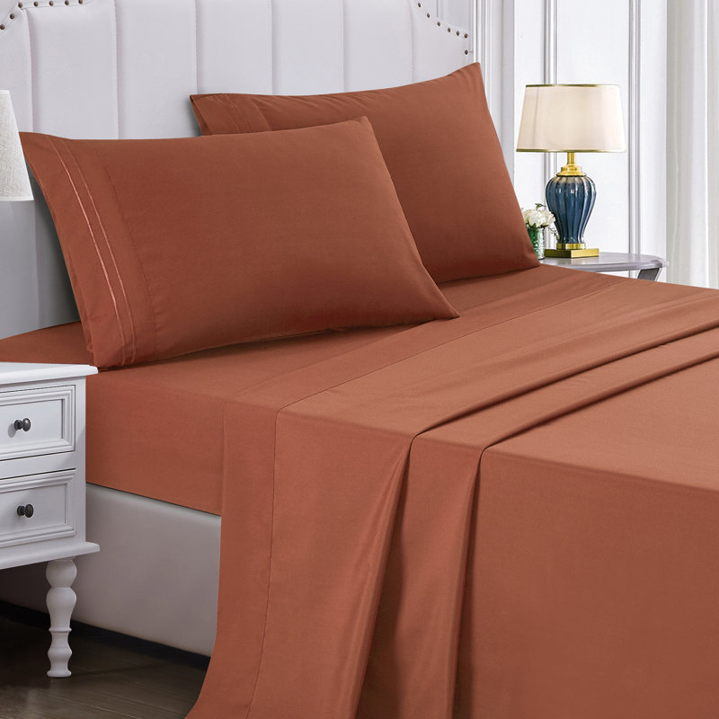 Jcrown Microfiber Sheet Set, California King Sheet Set with 2 Pillowcases, Spice