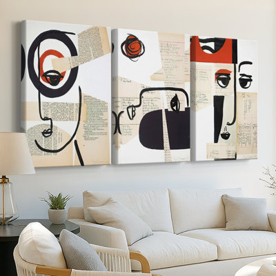 Faces of A Century I  -Custom Wrapped Gallery Canvas - 3 Pieces