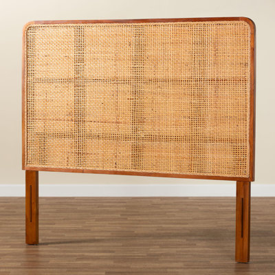 Bernessia Bali & Pari Caspia Bohemian Natural Rattan And Mahogany Wood Queen Size Headboard