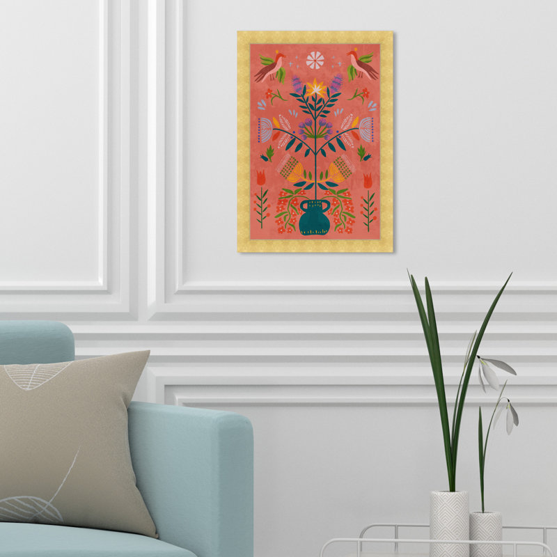 Bohemian Botanical Illustration by  - Picture Frame Print, H 17 po x l 12 po, Or